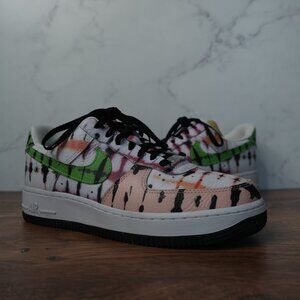 Nike Air Force 1 '07 QS WMNS Black Tie-Dye– White/Green Strike – Size 7.5
